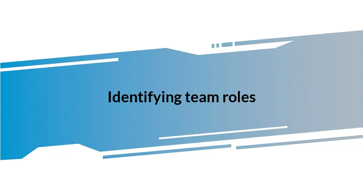 Identifying team roles